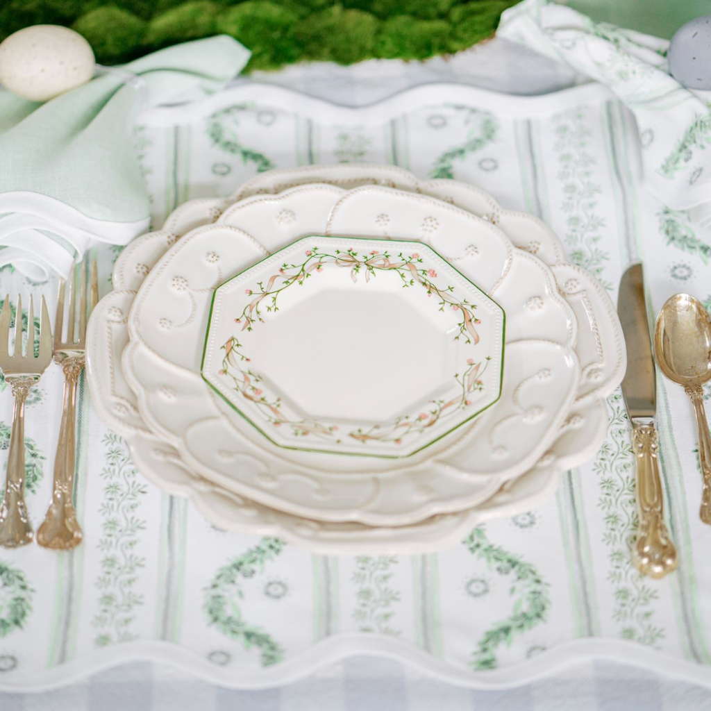 Floral Plates with Cutlery