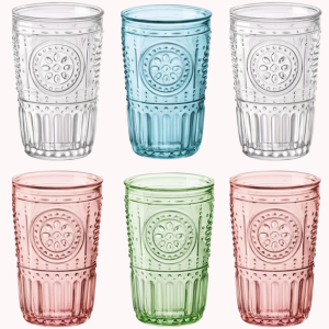 Pink Green Blue or White Decorative Glass Tumbler