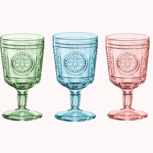 Pink Green Blue Decorative Glass Goblet